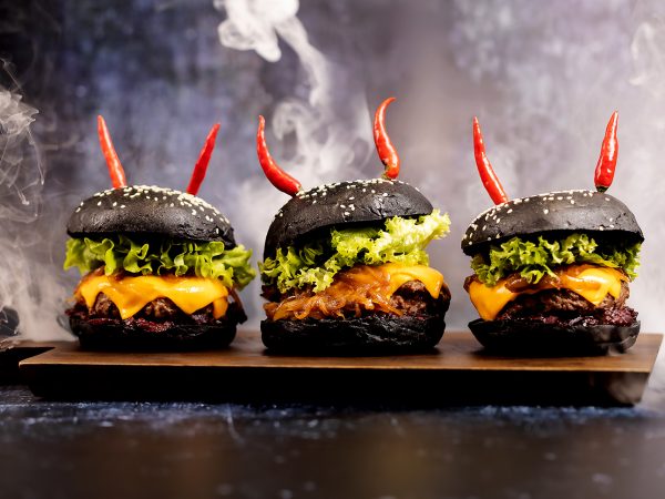 Black Venison Burger with Spiced Maple and Blackberry Relish